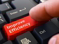 Finger Presses Red Button Improve Efficiency on Black Keyboard Background. Closeup View. Selective Focus. 3D Render..jpeg